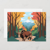 Cute & adorable brown Yak  Postkarte (Vorne/Hinten)