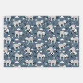 cute adorable gray sloth pattern blue background geschenkpapier set (Vorderseite 2)