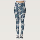 cute adorable gray sloth pattern blue background leggings (Vorderseite)