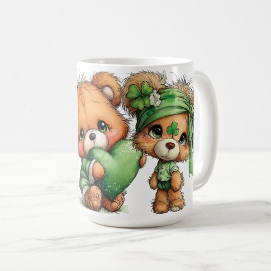 CUTE ADORABLE IRISH DRESSED TEDDY BEARS KAFFEETASSE (VorderseiteRechts)