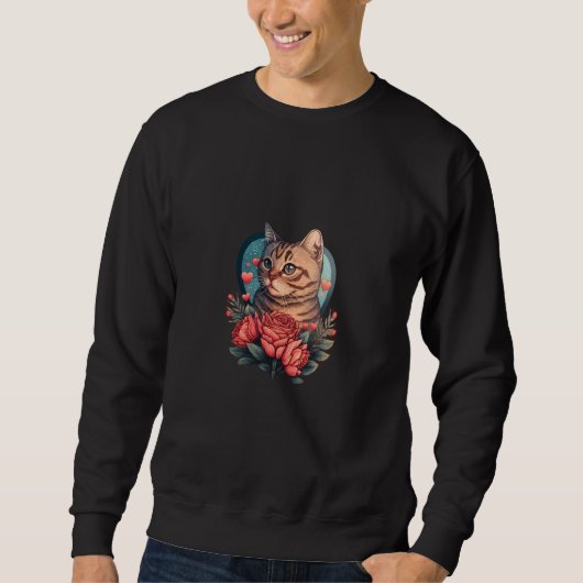 Cute adorable unique Happy Valentine's Day cat hea Sweatshirt (Vorderseite)