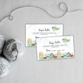 Cute Adventure Aviator Diaper Raffle Baby Shower Begleitkarte