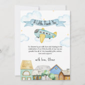 Cute Adventure Awaits Aviator Baby Shower  Dankeskarte (Vorderseite)