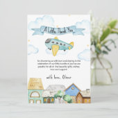 Cute Adventure Awaits Aviator Baby Shower  Dankeskarte (Stehend Vorderseite)
