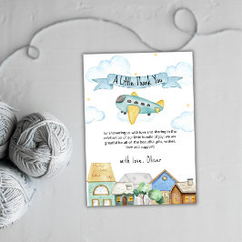 Cute Adventure Awaits Aviator Baby Shower Dankeskarte