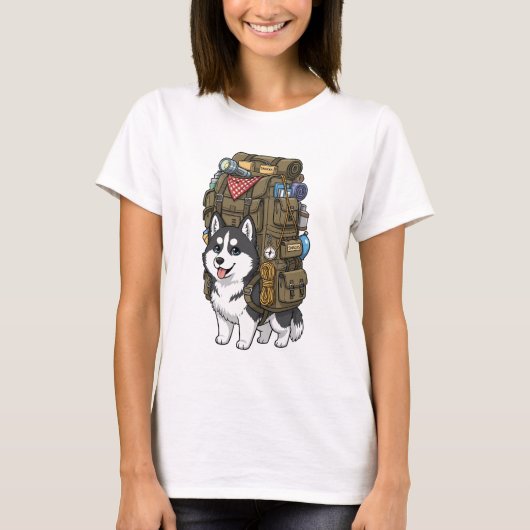 Cute Adventure Husky Dog Carrying Oversize T-Shirt (Vorderseite)