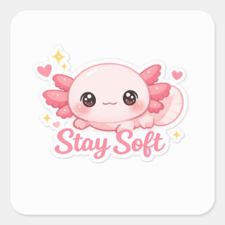 Cute Aesthetic Axolotl Quadratischer Aufkleber