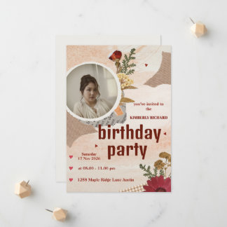 Cute Aesthetic Birthday Invitation Card Ankündigung
