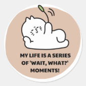 Cute Aesthetic Cat Sticker - Relatable "Wait, What (Vorderseite)