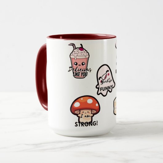 Cute Aesthetic Kawaii Sticker Style Mug  Tasse (Vorderseite Links)