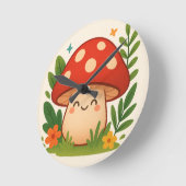 Cute Aesthetic Mushroom Wall Clock Runde Wanduhr (Winkel)