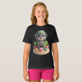Cute Affenpinscher Succulent | 3D Grey Monkey Dog T-Shirt (Vorne ganz)
