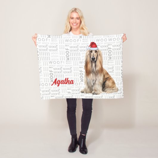 Cute Afghan Hound Dog with Name Christmas Holiday Fleecedecke (Beispiel)