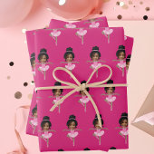 Cute African American Ballerina Custom Kids Photo Geschenkpapier Set