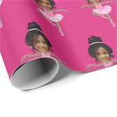 Cute African American Ballerina Custom Photo Geschenkpapier (Rolleneckpunkt)