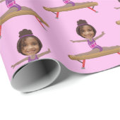 Cute African American Gymnastics Custom Photo Geschenkpapier (Rolleneckpunkt)