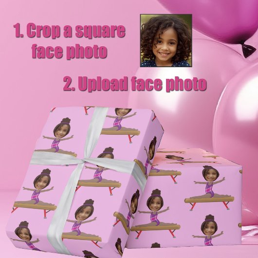 Cute African American Gymnastics Custom Photo Geschenkpapier