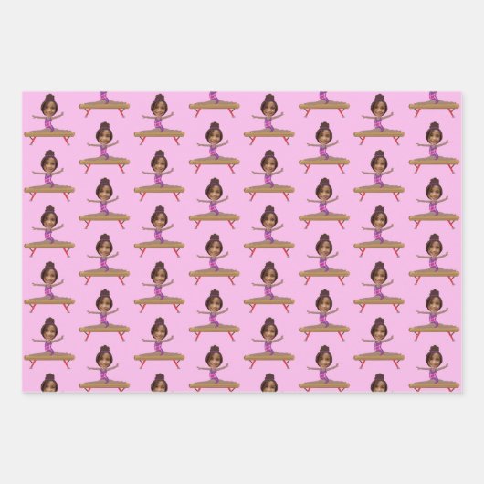 Cute African American Gymnastics Photo Custom Geschenkpapier Set (Vorderseite 2)