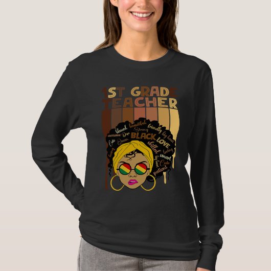 Cute Afro Smart women Black History Month 1st Grad T-Shirt (Vorderseite)