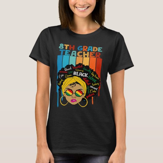 Cute Afro Smart women Black History Month 8th Grad T-Shirt (Vorderseite)