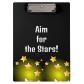 Cute Aim for the Stars Yellow Black Clipboard Klemmbrett (Vorderseite)