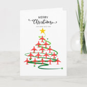 Cute Airplane Christmas Tree & Photo Funny Custom Karte (Vorderseite)