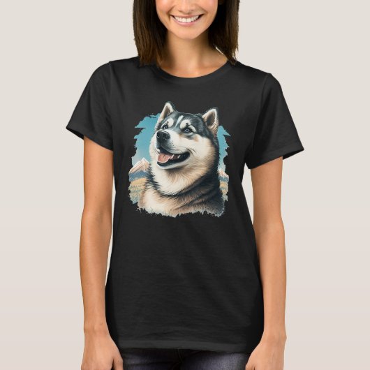 Cute Alaskan Malamute Dog on Alaskan Malamute 2 T-Shirt (Vorderseite)