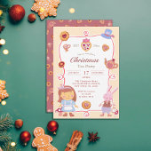Cute Alice' Creamy Christmas Tea Party Invitation Einladung