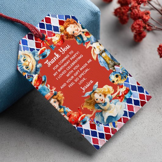 Cute Alice in ONEDERLAND 1st Birthday Thank You Geschenkanhänger