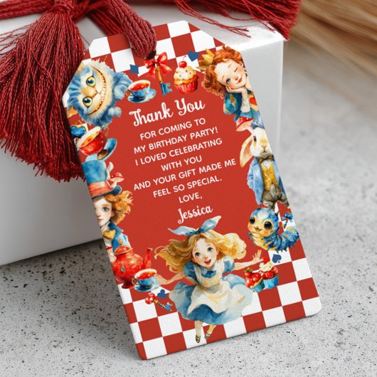 Cute Alice in ONEDERLAND 1st Birthday Thank You Geschenkanhänger