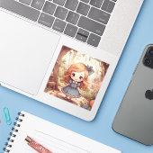 Cute Alice in Wonderland Whimsical Woodland Art Aufkleber (Laptop mit iPhone)
