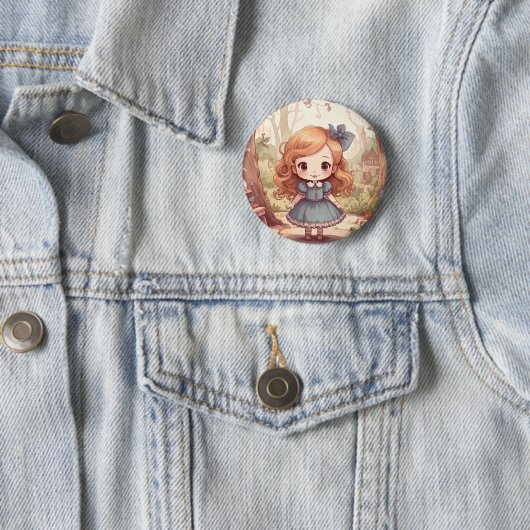 Cute Alice in Wonderland Whimsical Woodland Art Button (Beispiel)