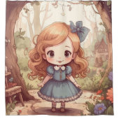 Cute Alice in Wonderland Whimsical Woodland Art Duschvorhang (Vorderseite)