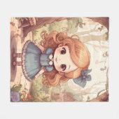 Cute Alice in Wonderland Whimsical Woodland Art Fleecedecke (Vorderseite (Horizontal))