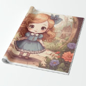 Cute Alice in Wonderland Whimsical Woodland Art Geschenkpapier (Ungerollt)