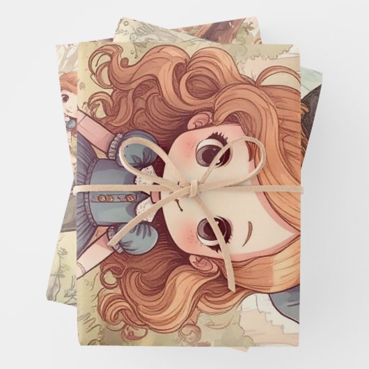 Cute Alice in Wonderland Whimsical Woodland Art Geschenkpapier Set (Beispiel)