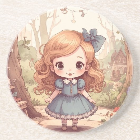 Cute Alice in Wonderland Whimsical Woodland Art Getränkeuntersetzer (Vorne)