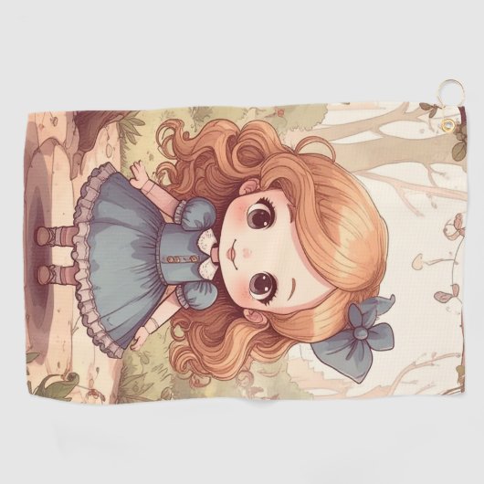 Cute Alice in Wonderland Whimsical Woodland Art Golfhandtuch (Horizontal)