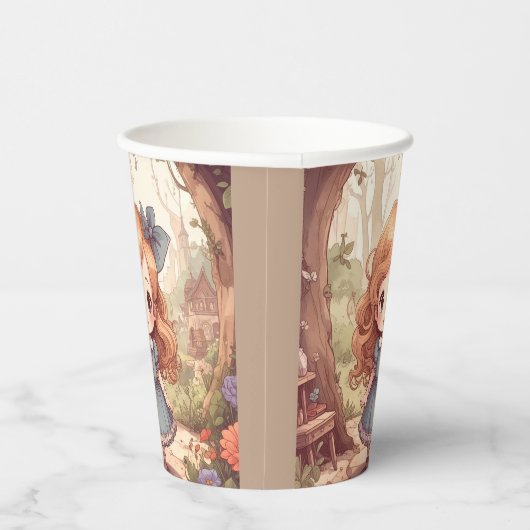 Cute Alice in Wonderland Whimsical Woodland Art Pappbecher (Rechts)