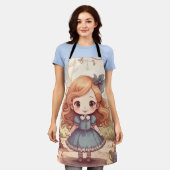 Cute Alice in Wonderland Whimsical Woodland Art Schürze (Getragen)