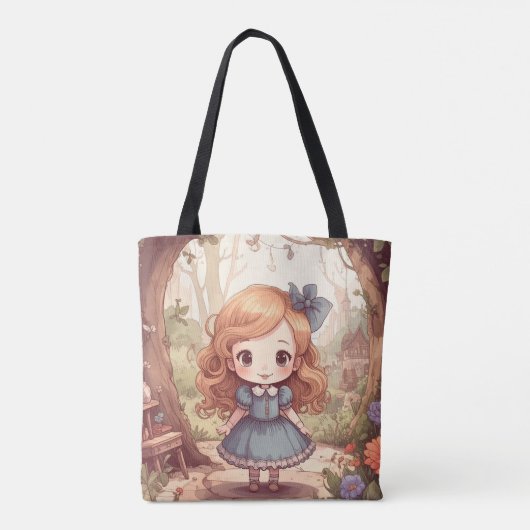 Cute Alice in Wonderland Whimsical Woodland Art Tasche (Rückseite)