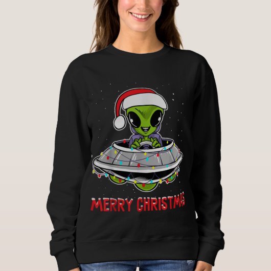 Cute Alien Christmas Tree Lights Xmas Holidays Sweatshirt (Vorderseite)