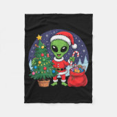 Cute Alien Christmas Tree Lights Xmas Holidays Win Fleecedecke (Vorderseite)