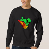 Cute Alien Flying with Meteorite Stone Asteroid UF Sweatshirt (Vorderseite)