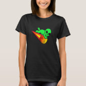 Cute Alien Flying with Meteorite Stone Asteroid UF T-Shirt (Vorderseite)