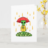 Cute Alien Get Well Soon Card Karte (Gelbe Blume)