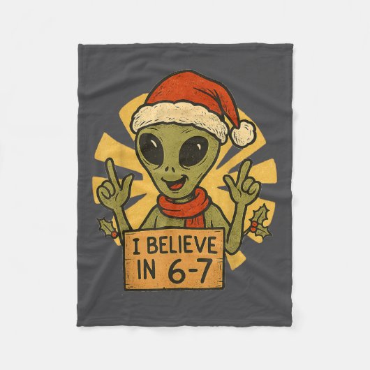 Cute Alien I Believe In 6-7 Christmas Holiday Desi Fleecedecke (Vorderseite)