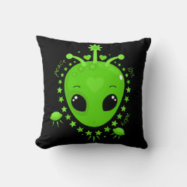 Cute Alien Peace Hope Love Fun Extraterrestrial Kissen