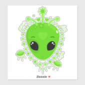 Cute Alien Peace Hope Love Kawaii Aufkleber (Blatt)