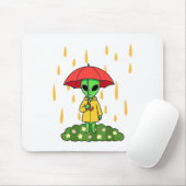 Cute Alien With Umbrella Kawaii Space Character Mousepad (Mit Mouse)
